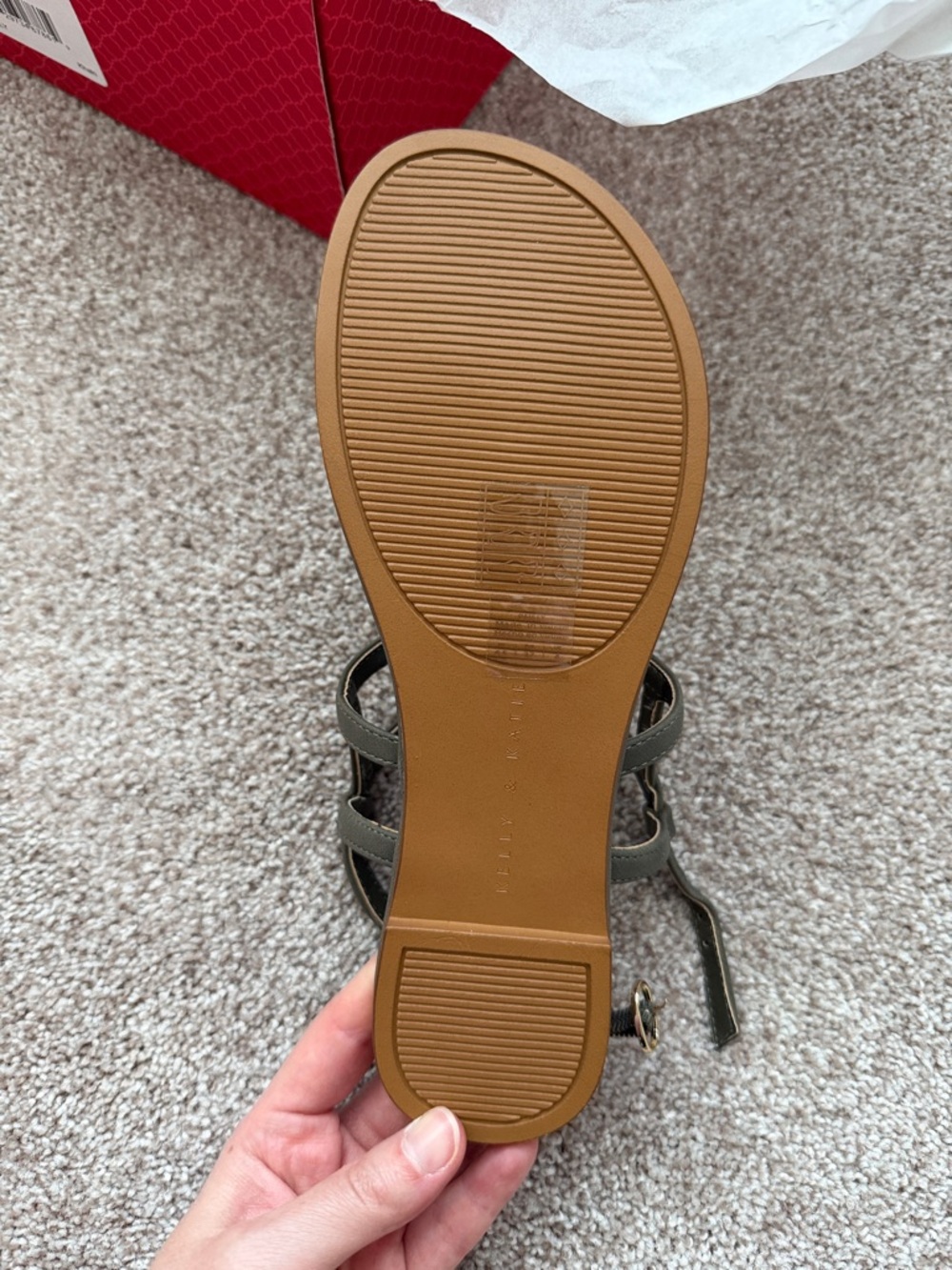 Kelly & Katie Olive Strappy Knot Sandals Size 6.5- Fits size 7 as well - Picture 4 of 9